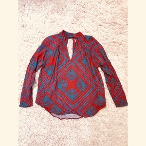 Free People - Red and Blue Cut Out Tunic